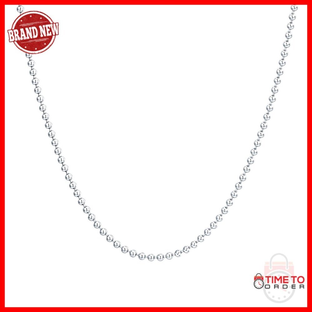 Sterling Silver Bead Chain Necklace 1.5-3mm 16-26 Inch Lobster Clasp